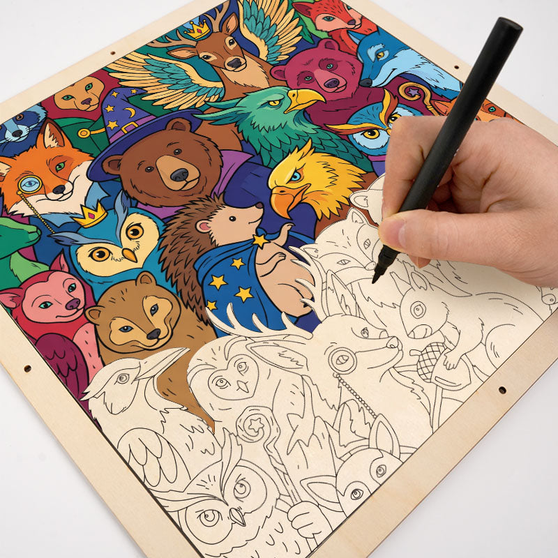 Enchanted Forest Friends - Wooden Coloring Puzzle