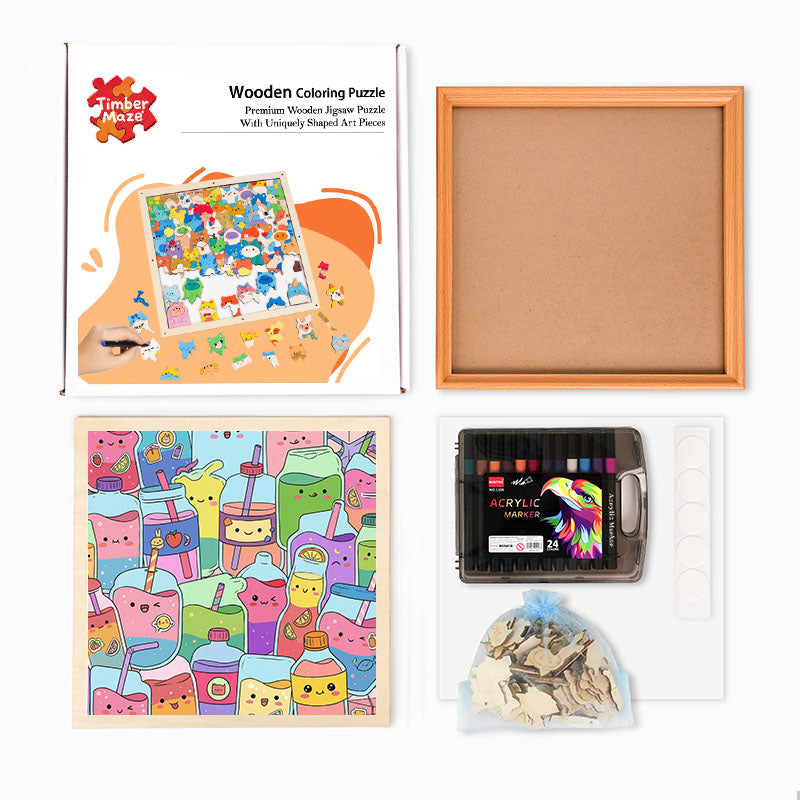 Cute juices - Wooden Coloring Puzzle