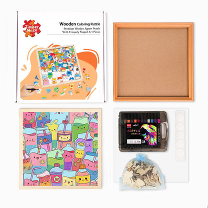 Cute juices - Wooden Coloring Puzzle