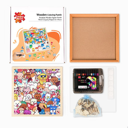 Pet Party - Wooden Coloring Puzzle