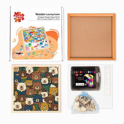 Scarf Bears - Wooden Coloring Puzzle