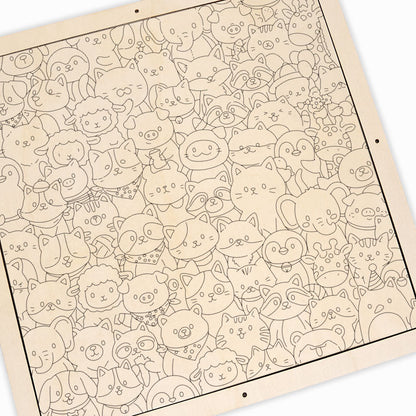 Whimsical Animals - Wooden Coloring Puzzle