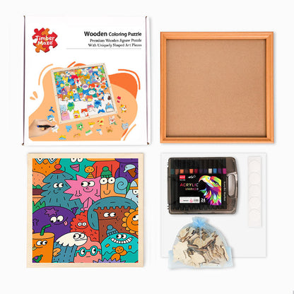 Faces of Things - Wooden Coloring Puzzle