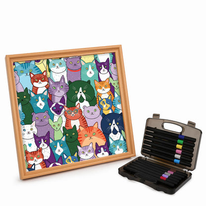 Curious Cats – Wooden Colouring Puzzle