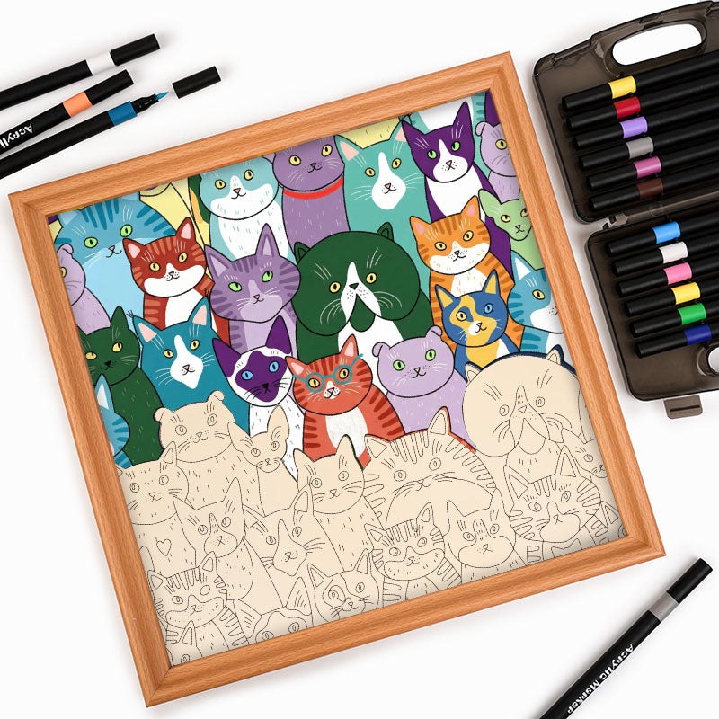 Curious Cats – Wooden Colouring Puzzle