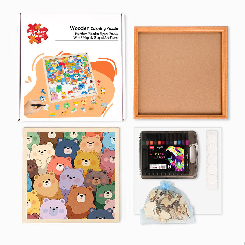 Cute Bears – Wooden Colouring Puzzle