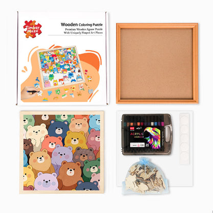 Cute Bears – Wooden Colouring Puzzle
