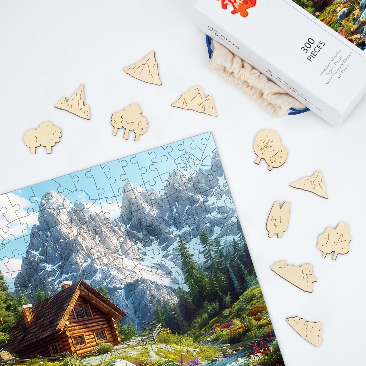 Floral Valley Cabin - Wooden Jigsaw Puzzle