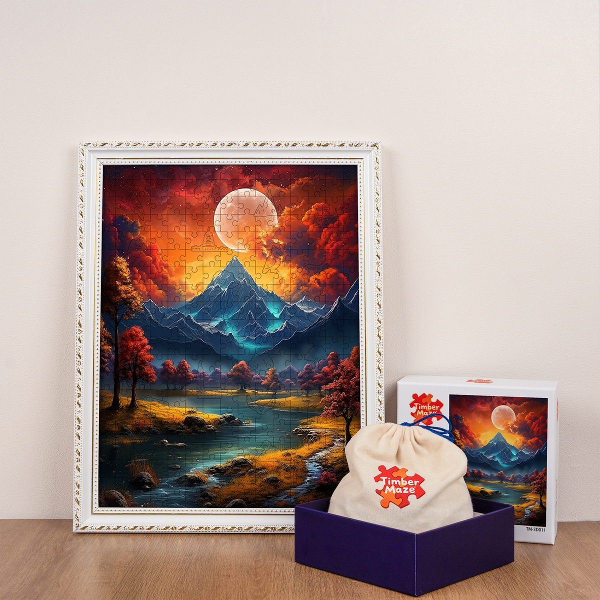Lunar Mountain Glow - Wooden Jigsaw Puzzle