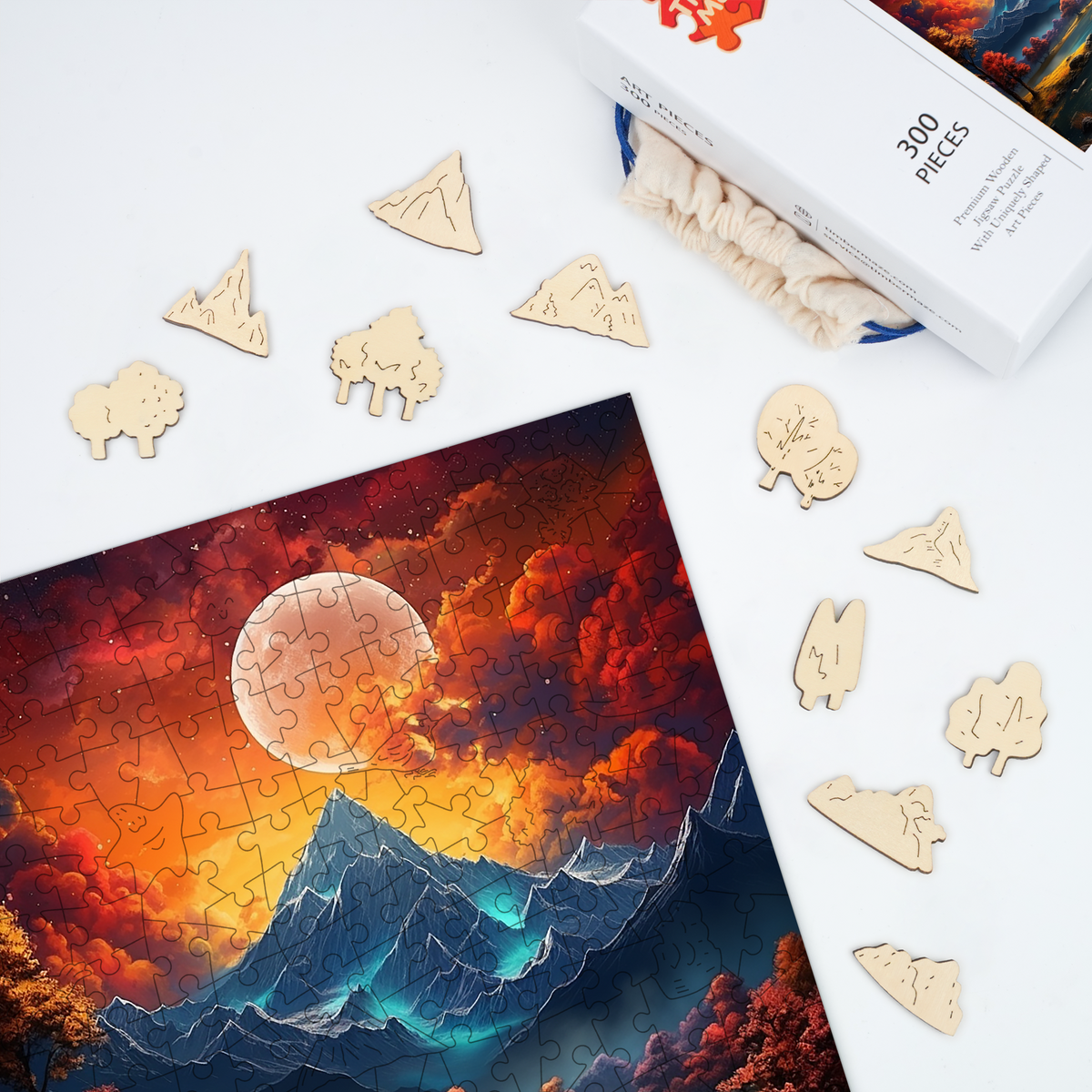 Lunar Mountain Glow - Wooden Jigsaw Puzzle