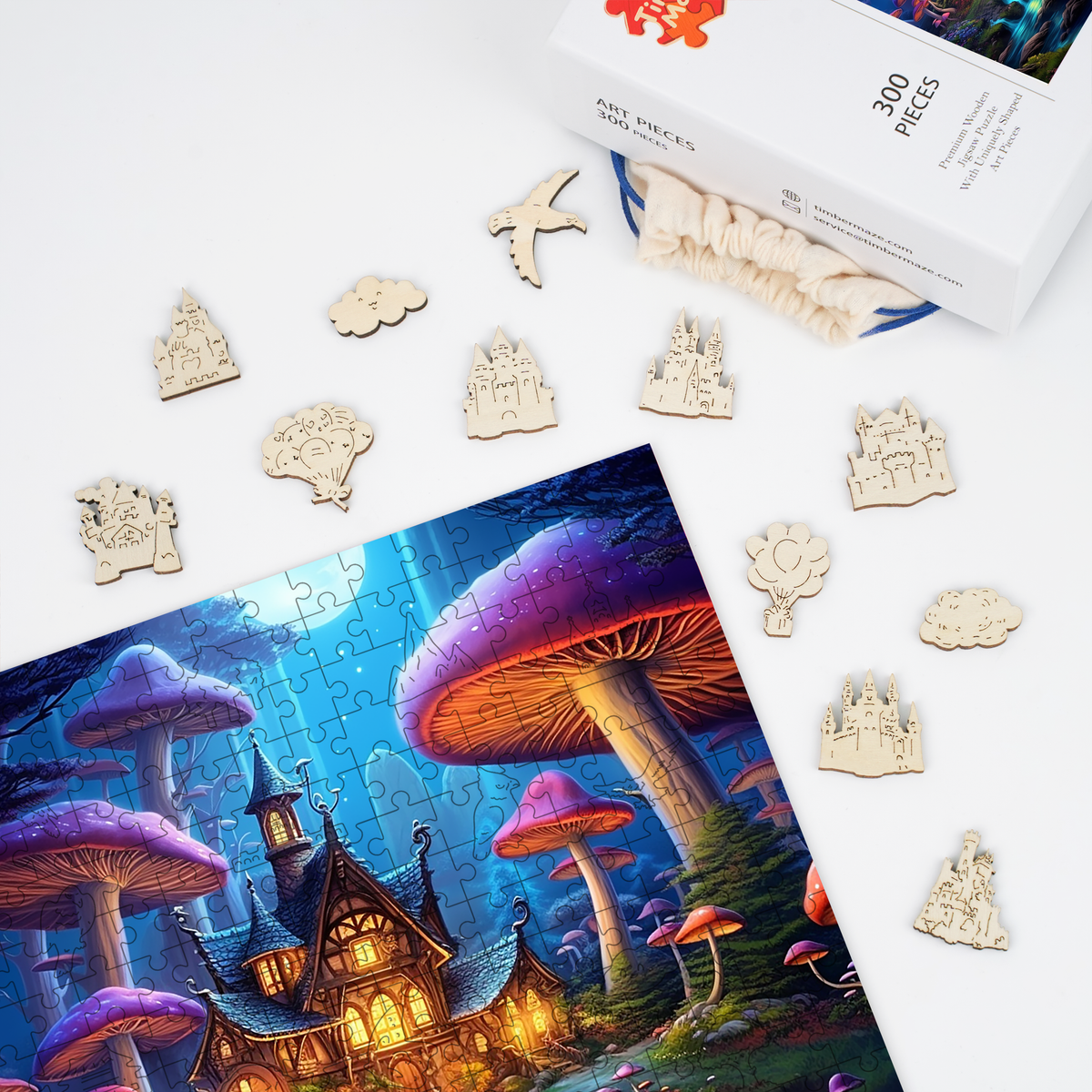 Mushroom Cottage - Wooden Jigsaw Puzzle