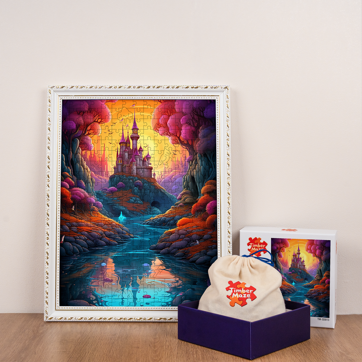 River Castle at Dusk - Wooden Jigsaw Puzzle