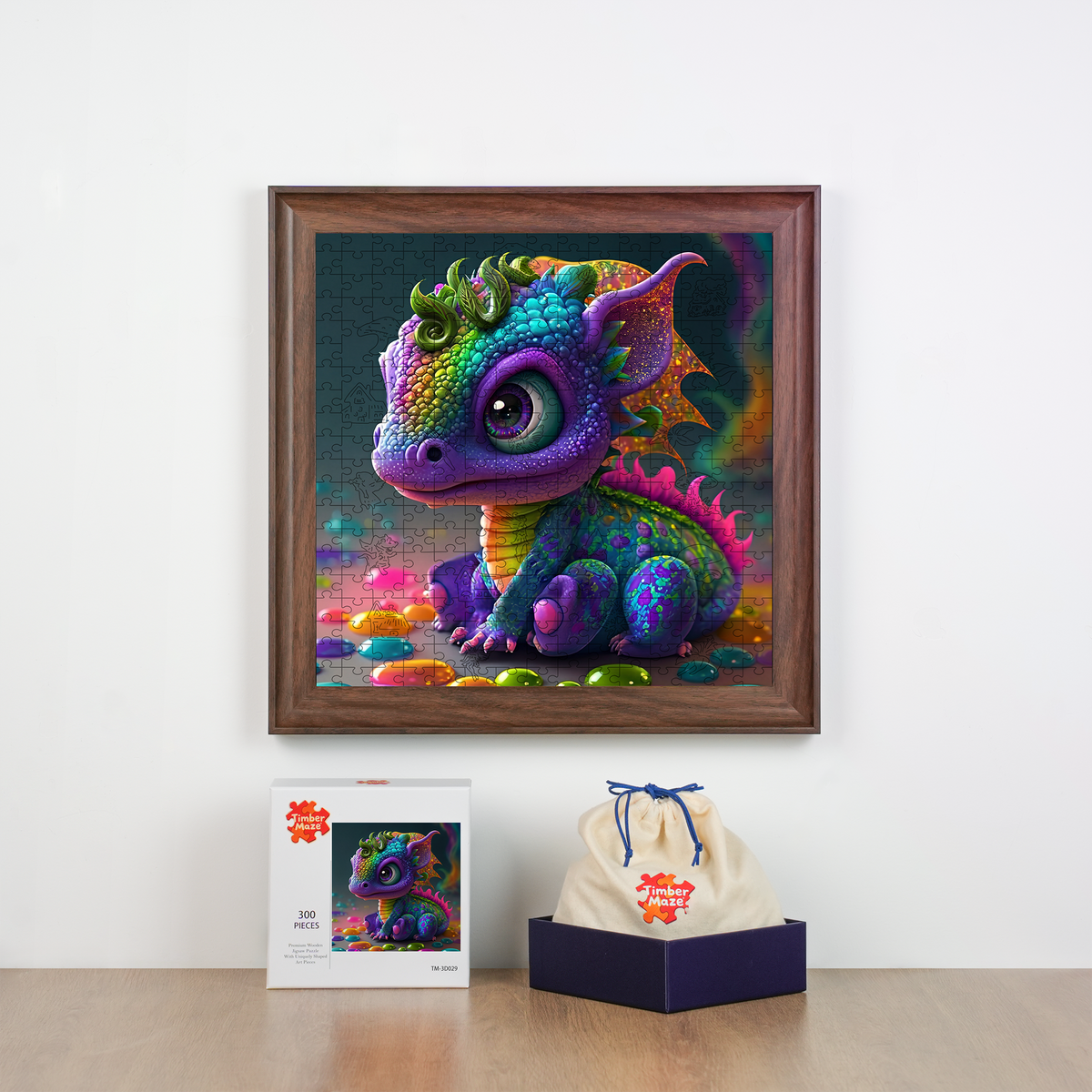 cute little dragon - Wooden Jigsaw Puzzle