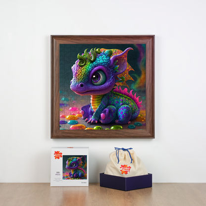 cute little dragon - Wooden Jigsaw Puzzle