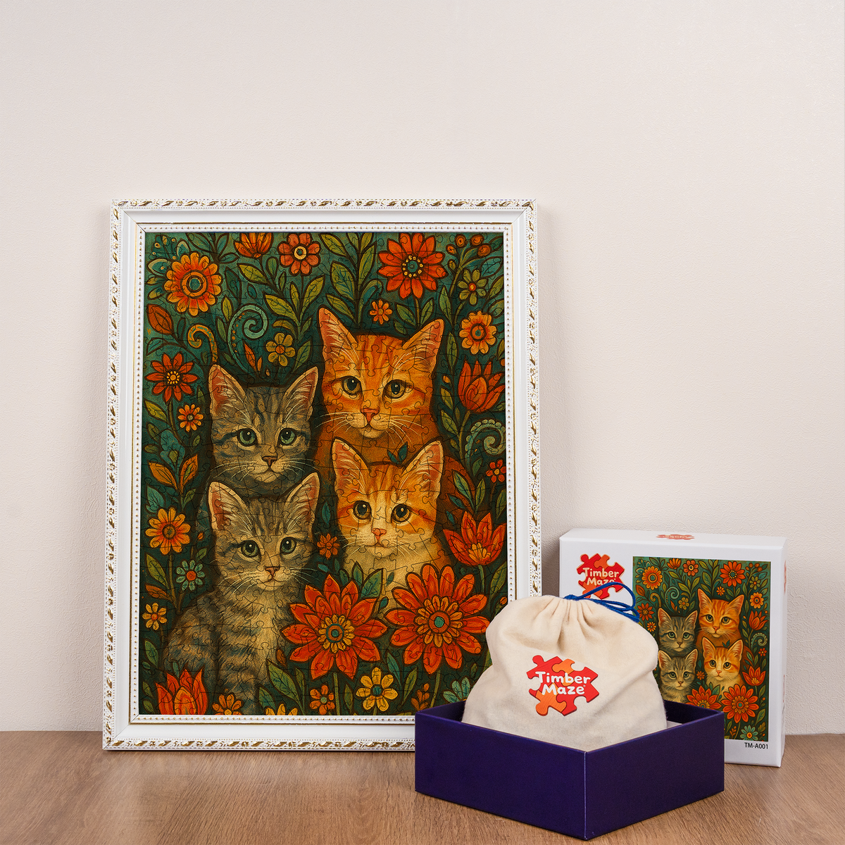 Bohemian Cats - Wooden Jigsaw Puzzle