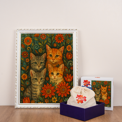 Bohemian Cats - Wooden Jigsaw Puzzle