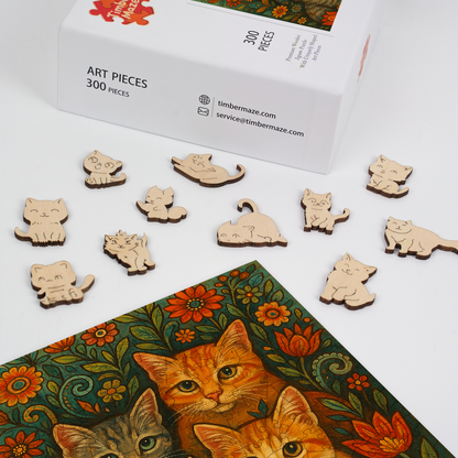 Bohemian Cats - Wooden Jigsaw Puzzle