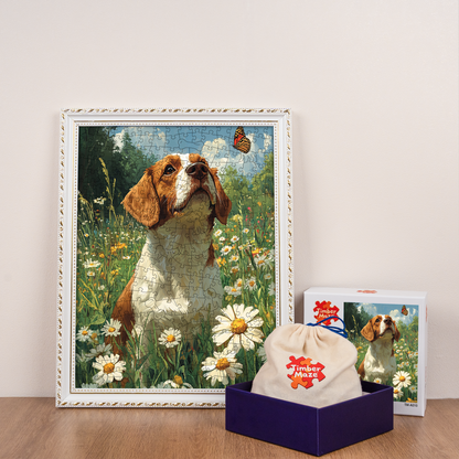 Dog and Butterfly - Wooden Jigsaw Puzzle