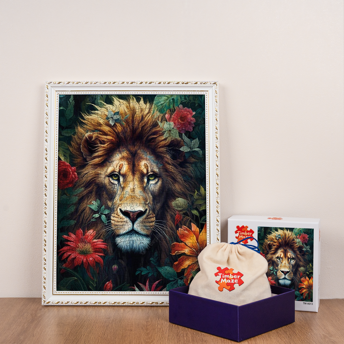 Foliage And Fury Lion - Wooden Jigsaw Puzzle