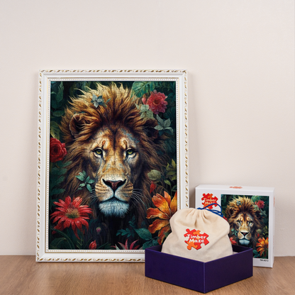 Foliage And Fury Lion - Wooden Jigsaw Puzzle