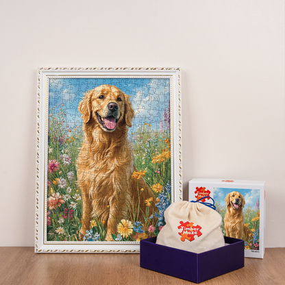 Golden Retriever In The Sun - Wooden Jigsaw Puzzle