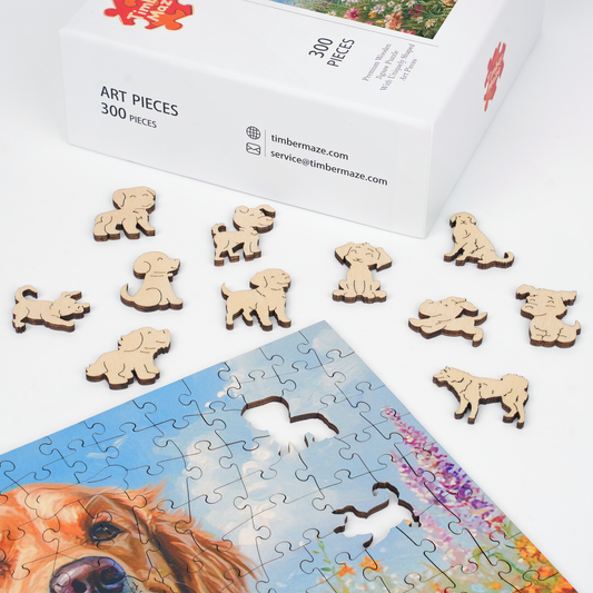 Golden Retriever In The Sun - Wooden Jigsaw Puzzle