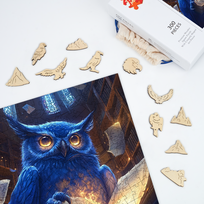 Sapphire Sage Owl - Wooden Jigsaw Puzzle