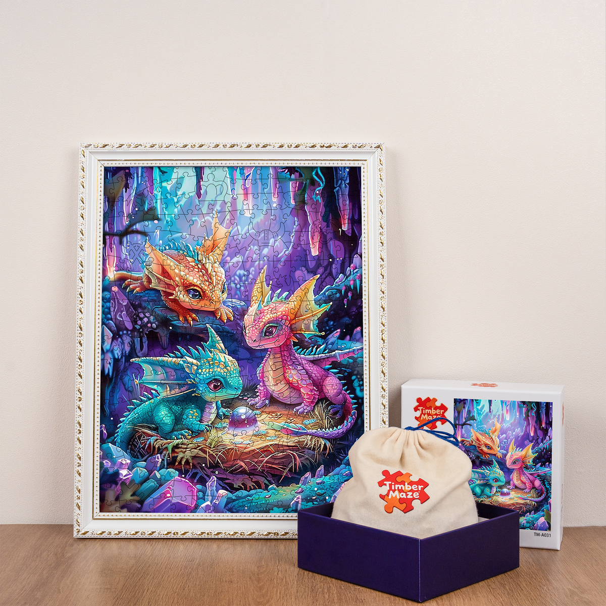 Rainbow Dragon Babies - Wooden Jigsaw Puzzle