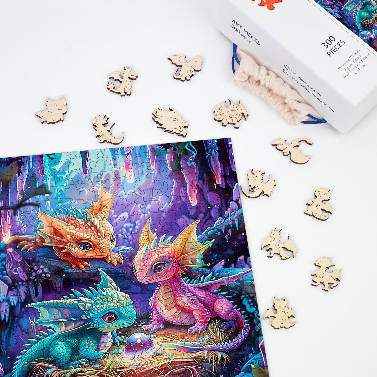 Rainbow Dragon Babies - Wooden Jigsaw Puzzle