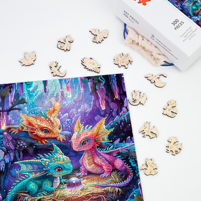 Rainbow Dragon Babies - Wooden Jigsaw Puzzle