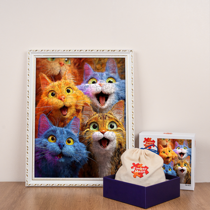 Rainbow Meow-tastic - Wooden Jigsaw Puzzle