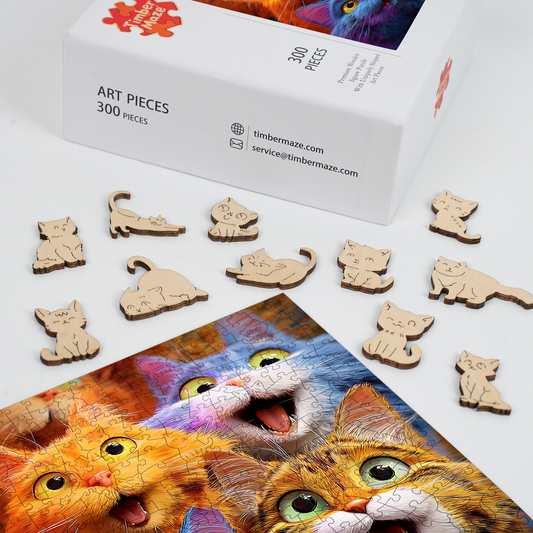Rainbow Meow-tastic - Wooden Jigsaw Puzzle