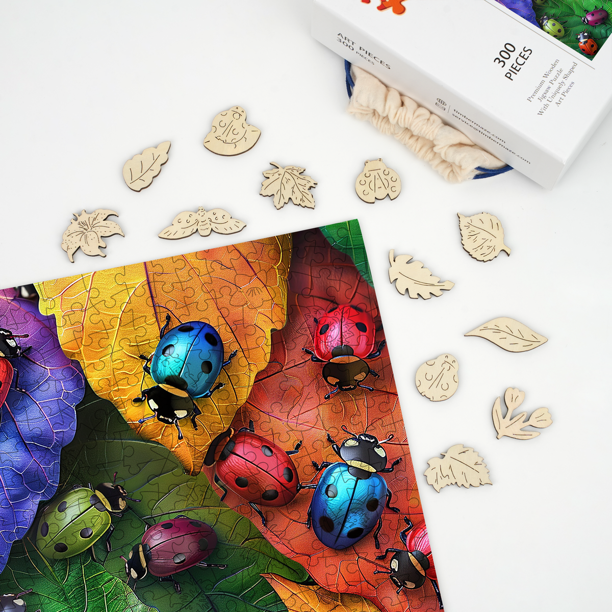 Autumnal Ladybugs - Wooden Jigsaw Puzzle