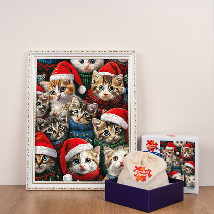 Christmas Kittens - Wooden Jigsaw Puzzle