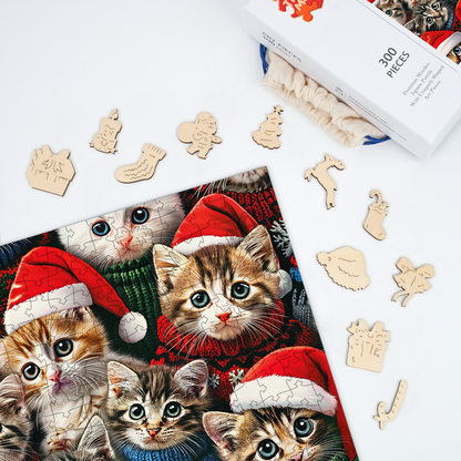 Christmas Kittens - Wooden Jigsaw Puzzle