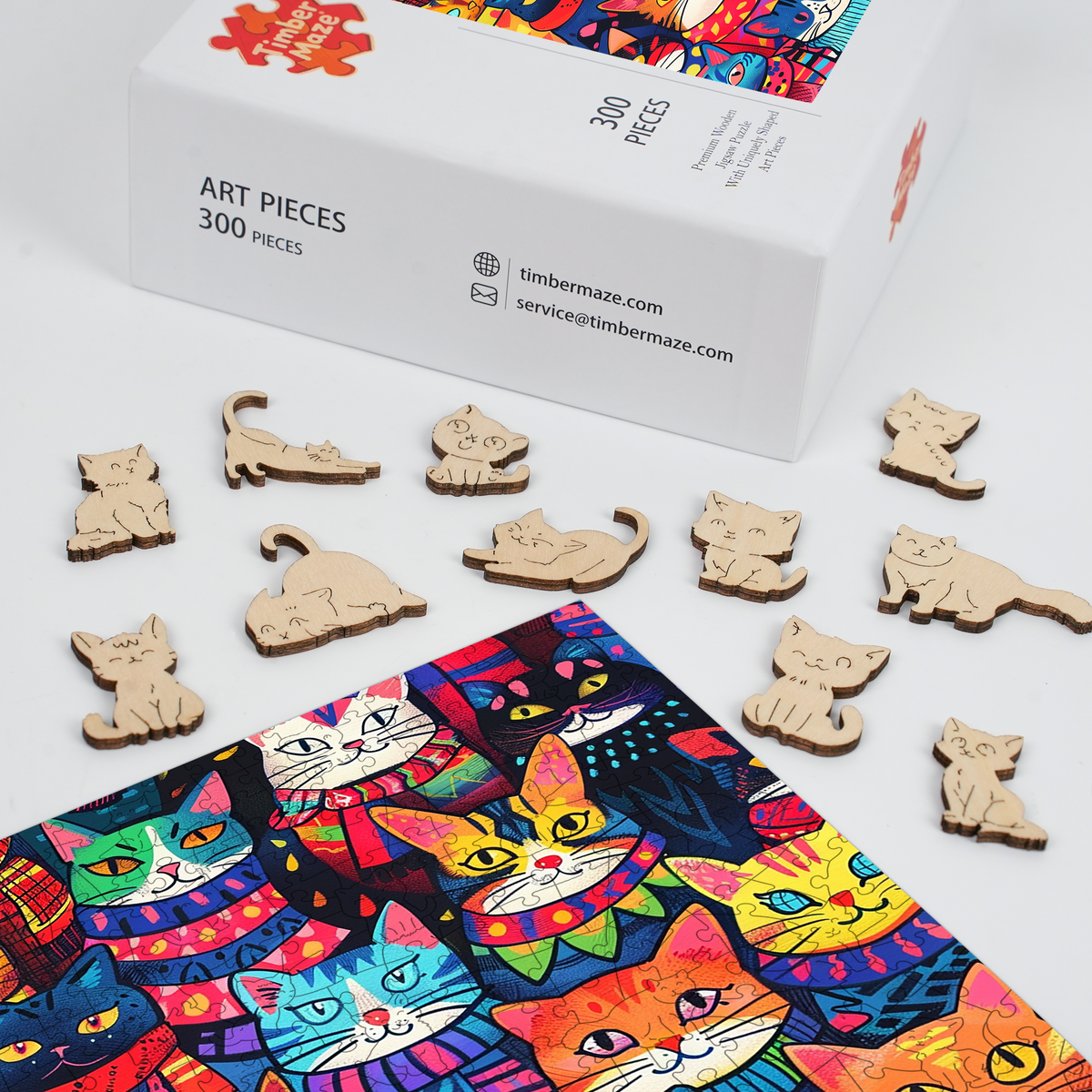 Colorful Cats - Wooden Jigsaw Puzzle