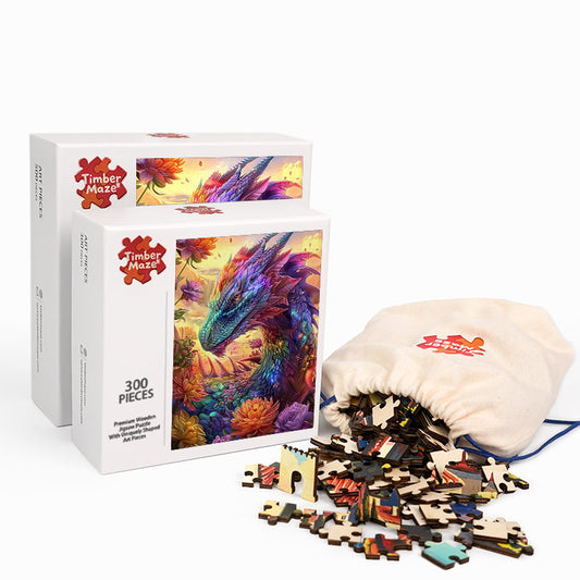 Dragon in Bloom - Wooden Jigsaw Puzzle