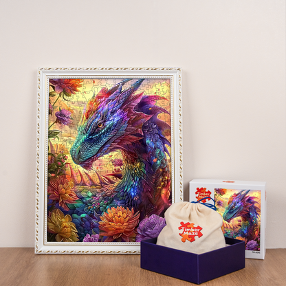 Dragon in Bloom - Wooden Jigsaw Puzzle