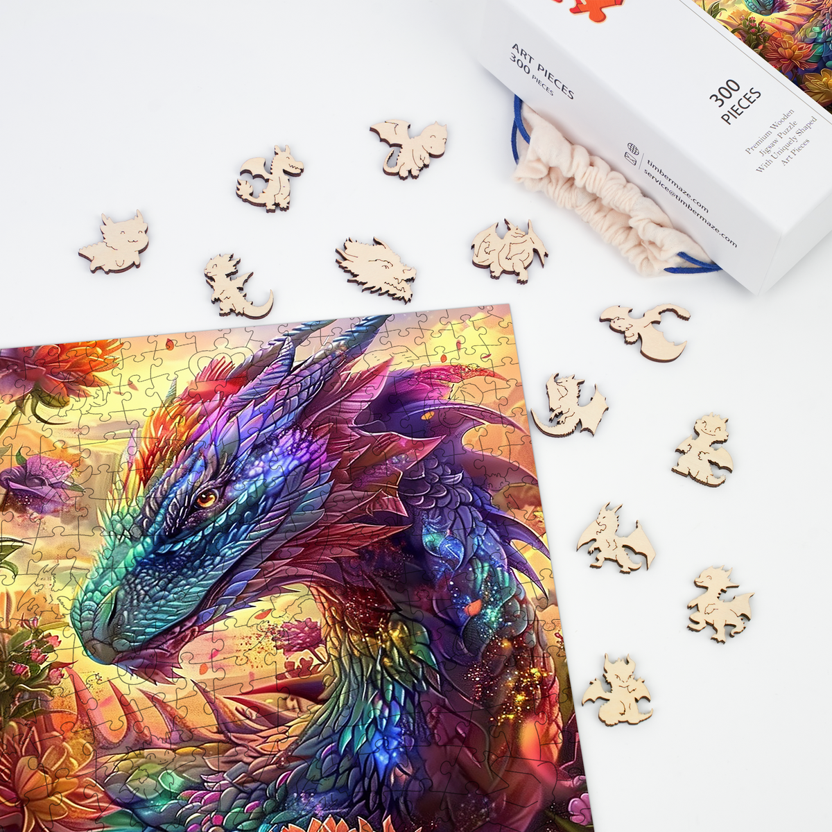 Dragon in Bloom - Wooden Jigsaw Puzzle