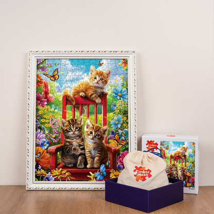 Kittens on a Chair - Wooden Jigsaw Puzzle