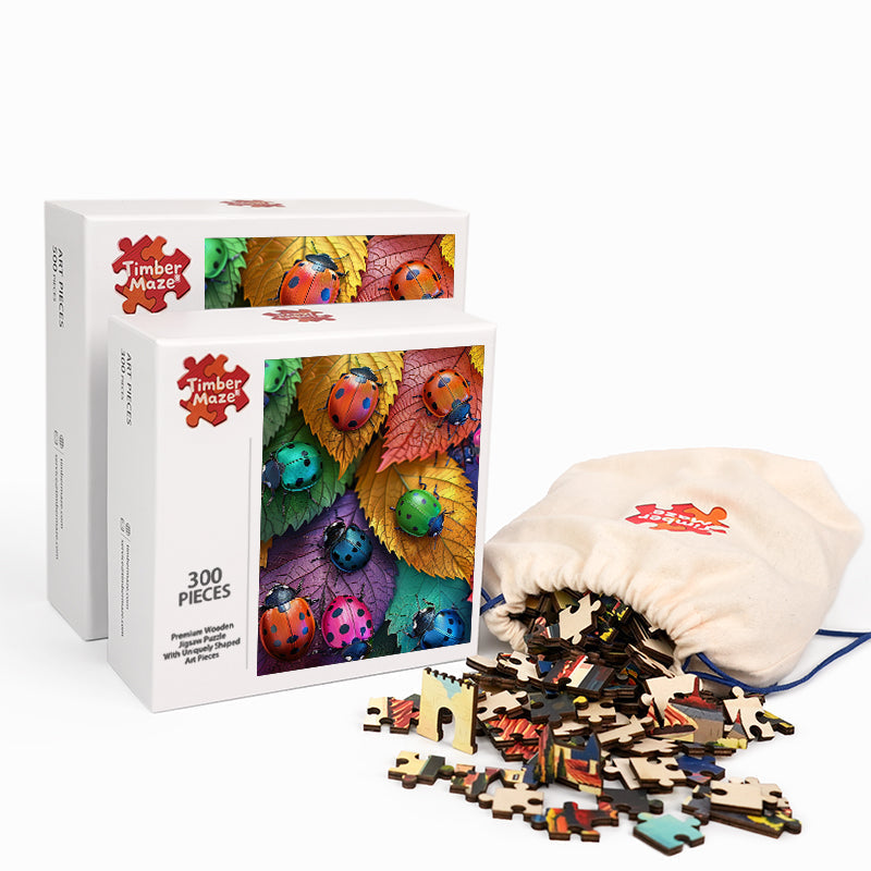 Leaf Ladybugs - Wooden Jigsaw Puzzle