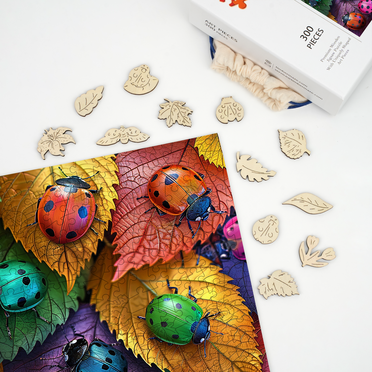 Leaf Ladybugs - Wooden Jigsaw Puzzle