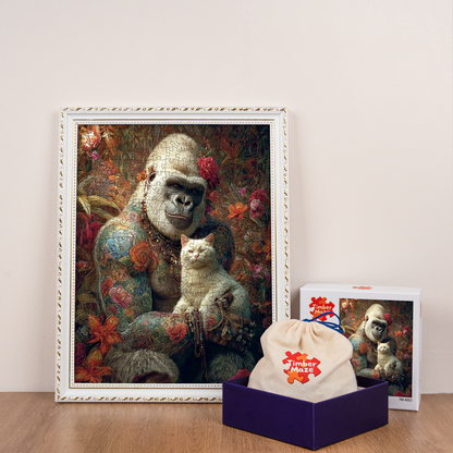 Orangutan and Cat - Wooden Jigsaw Puzzle
