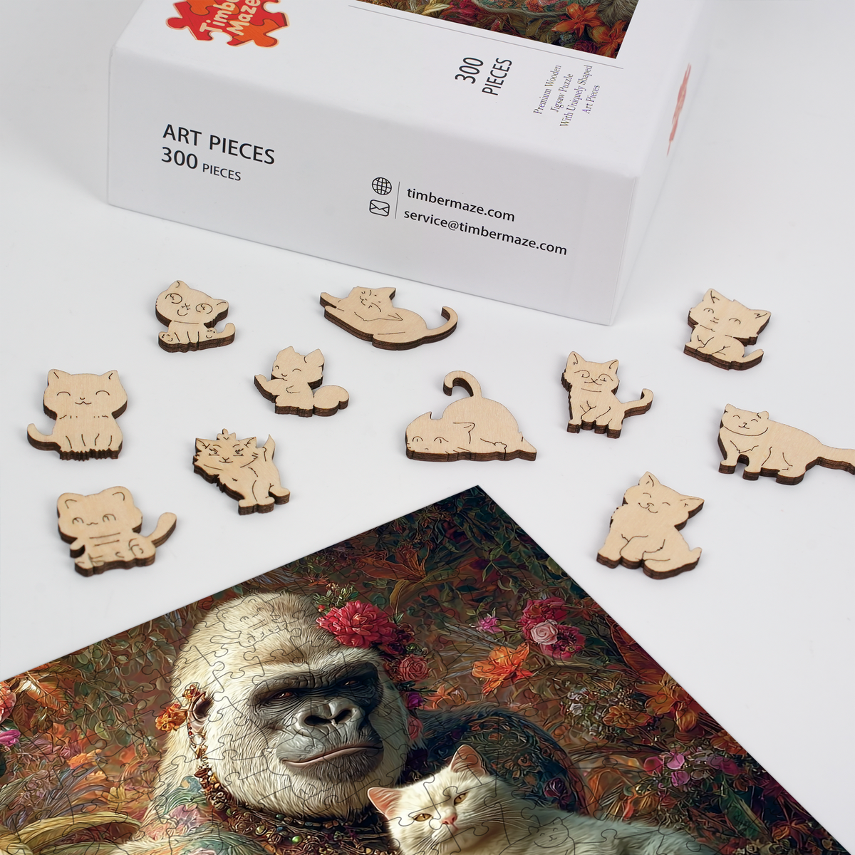 Orangutan and Cat - Wooden Jigsaw Puzzle