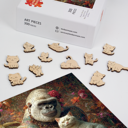 Orangutan and Cat - Wooden Jigsaw Puzzle