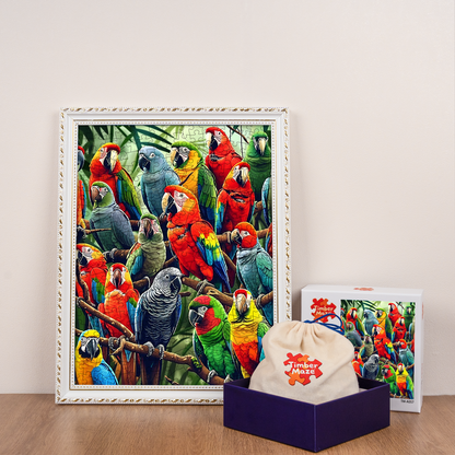Tropical Parrots - Wooden Jigsaw Puzzle