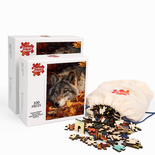 Autumn Wolf Rest - Wooden Jigsaw Puzzle