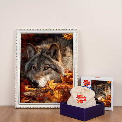 Autumn Wolf Rest - Wooden Jigsaw Puzzle