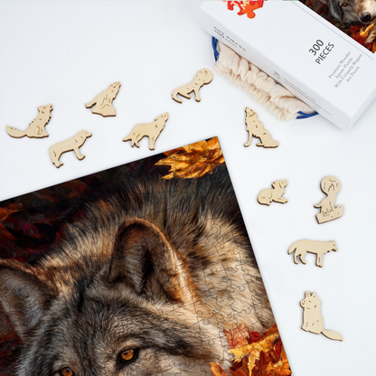 Autumn Wolf Rest - Wooden Jigsaw Puzzle