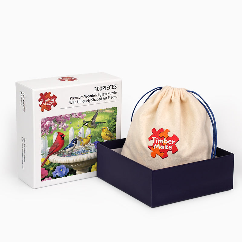Birds at Fountain - Wooden Jigsaw Puzzle